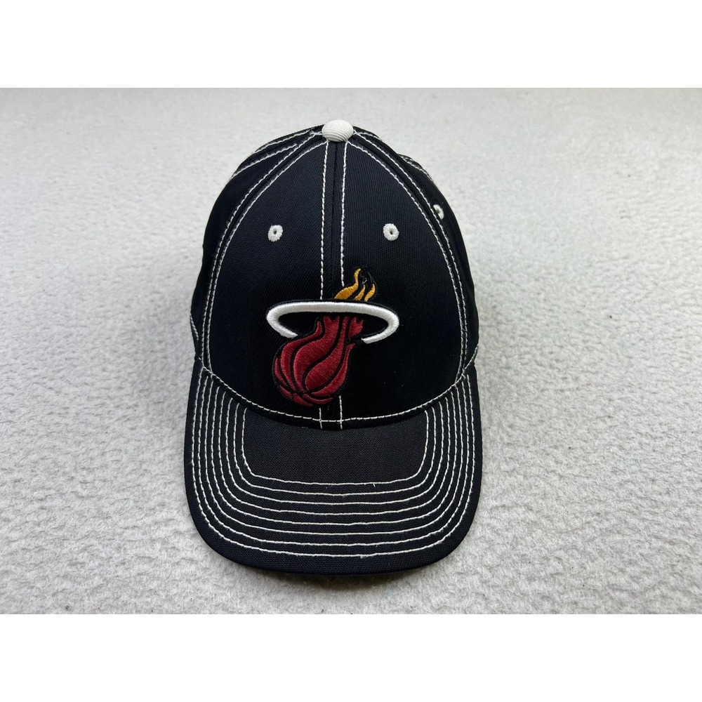 Miami Heat Hat Cap Fitted Mens Large Black NBA Basketball‎ Adidas Stretch Fit